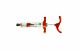Ardes spuit 10 ml adjustable ring waarmee je kunt instellen hoe ver de spuit ingedrukt kan worden.